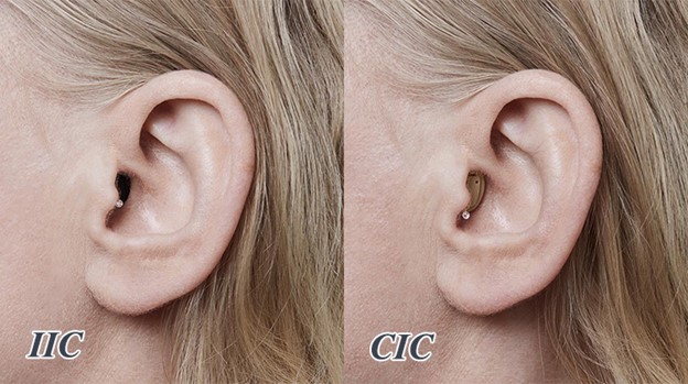invisible-hearing-aids-pics تصویر دو مدل سمعک نامرئی cic - iic