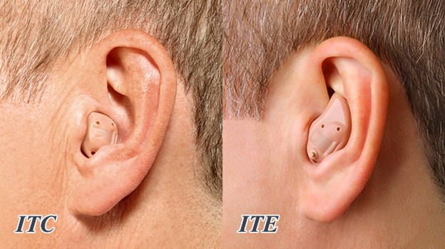 invisible-hearing-aids تصویر دو مدل سمعک نامرئی itc - ite