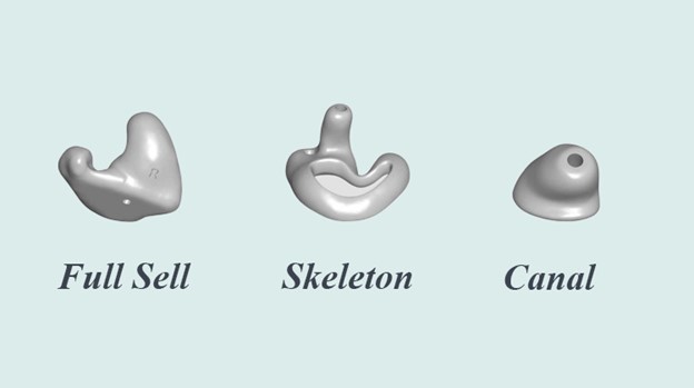 earmold-types تصویر سه نمونه قالب سمعک